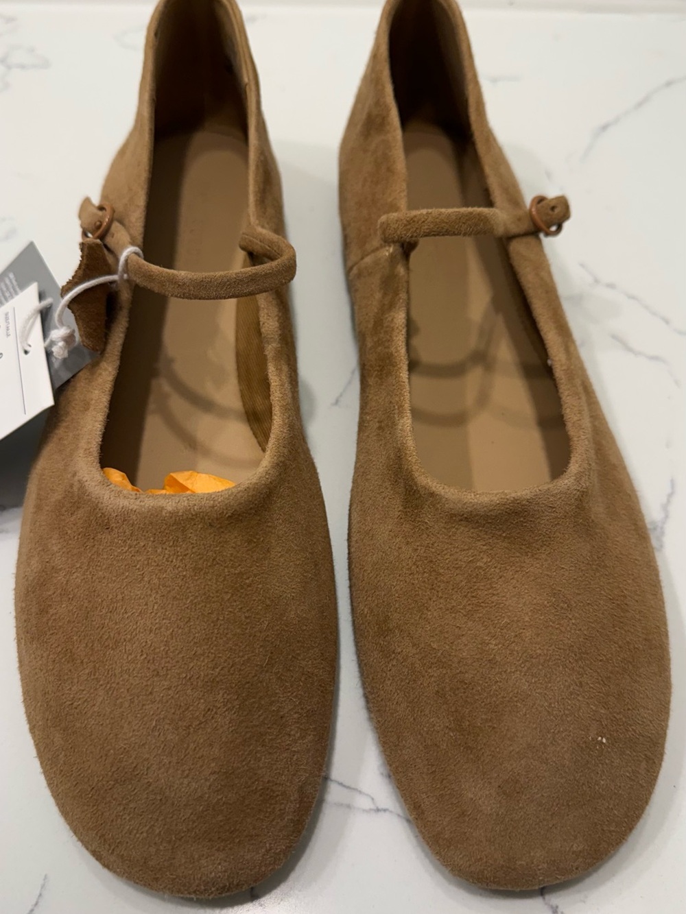 H&M Womens Suede Mary Jane Flats - Tan